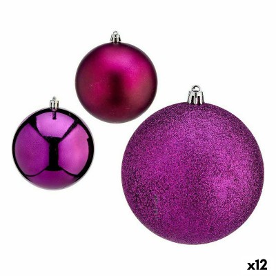 Set of Christmas balls Purple Plastic 10 x 13 x 10 cm (12 Units)