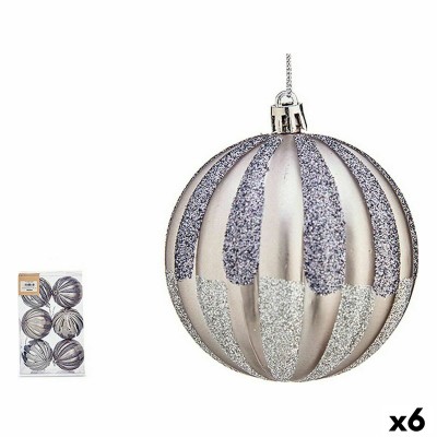 Set of Christmas balls 10 cm Silver PVC (6 Units)