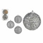 Set of Christmas balls With relief Ø 10 cm Silver PVC (12 Units)