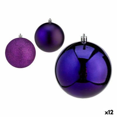 Lot de boules de Noël Violet Plastique 10 x 11 x 10 cm (12 Unités)