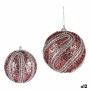 Set of Christmas balls With relief Ø 10 cm Pink Silver PVC (12 Units)