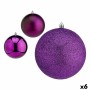 Lot de boules de Noël Violet Plastique Ø 12 cm (6 Unités)