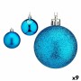 Lot de boules de Noël 6 cm Bleu Plastique (9 Unités)