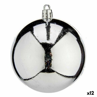 Lot de boules de Noël Argenté Plastique 8 x 9 x 8 cm (12 Unités)