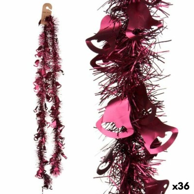 Christmas garland Tinsel Hoods Fuchsia Plastic 12 x 12 x 200 cm (36 Units)