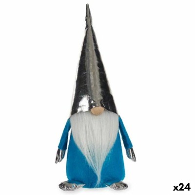 Figurine Décorative Gnome Bleu Blanc Argenté Polyester Bois Sable 12 x 32 x 13 cm (24 Unités)