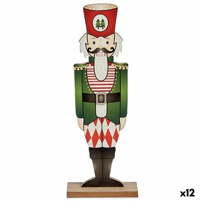 Decorative Figure Nutcracker Black Red Green Wood 8 x 40 x 15 cm (12 Units)