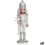 Figurine Décorative Casse-Noisette Blanc Argenté Plastique 12,5 x 40 x 9 cm (8 Unités)