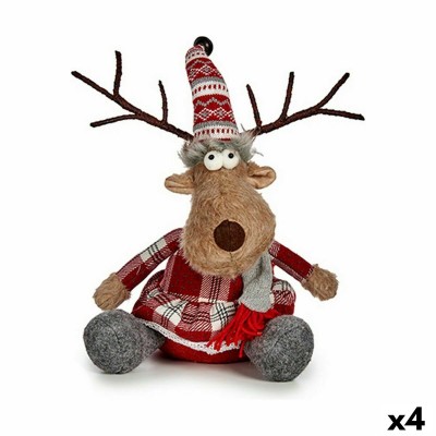 Decorative Figure Deer White Brown Red Grey 16 x 30 x 30 cm (4 Units)