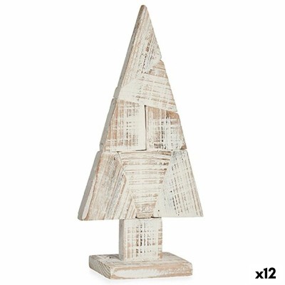 Figurine Décorative Sapin de Noël Blanc Naturel Bois 9 x 41,5 x 20 cm (12 Unités)