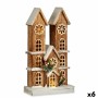 Figurine Décorative Lumière Maison Blanc Marron Bois 25 x 46 x 9 cm (6 Unités)