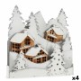 Figurine Décorative Lumière ville Blanc Marron Bois 44 x 48 x 7,5 cm (4 Unités)