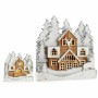 Decorative Figure Light Town White Brown Wood 44 x 43 x 6 cm (4 Units)