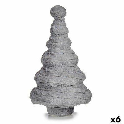 Sapin de Noël Velours Gris 22 x 37,5 x 22 cm (6 Unités)