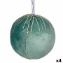 Lot de boules de Noël Polyester Turquoise 12 x 12 x 12 cm (4 Unités)