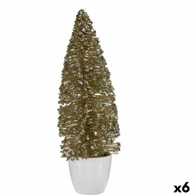 Figurine Décorative Sapin de Noël Bronze Doré Plastique 10 x 33 x 10 cm (6 Unités)