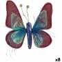 Decorative Figure Butterfly Blue Pink 14 x 3 x 18 cm (8 Units)