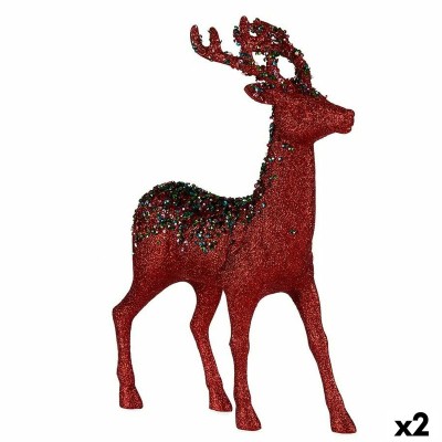 Decorative Figure Christmas Reindeer Red Plastic 15 x 45 x 30 cm (2 Units)