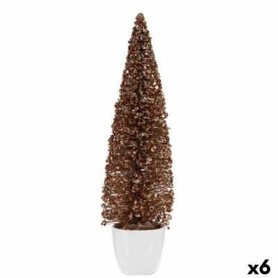 Figurine Décorative Sapin de Noël Bronze Doré Plastique 10 x 38 x 10 cm (6 Unités)