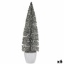 Figurine Décorative Sapin de Noël Argenté Plastique 10 x 38 x 10 cm (6 Unités)