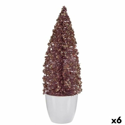 Decorative Figure Christmas Tree Pink Golden Plastic 9 x 28 x 9 cm (6 Units)