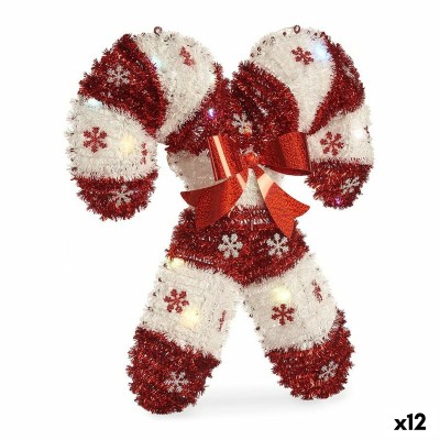 Decorative Figure Candy Cane Tinsel LED Light White Red polypropylene PET 47 x 6 x 47 cm (12 Units)