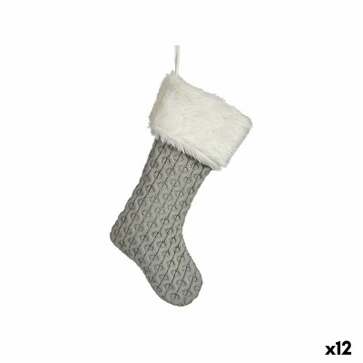 Décorations de Noël Chaussette de Noël Gris Tissu 28 x 4 x 46 cm (12 Unités)