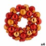 Couronne de Noël Balles Rouge Orange PVC 35 x 10 x 35 cm (4 Unités)