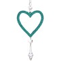 Christmas bauble Heart Green Plastic Glitter 9 x 16 x 2 cm (24 Units)