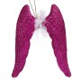 Décorations de Noël Ailes d'ange Fuchsia Plastique Paillettes 12,5 x 15 x 2,5 cm (24 Unités)