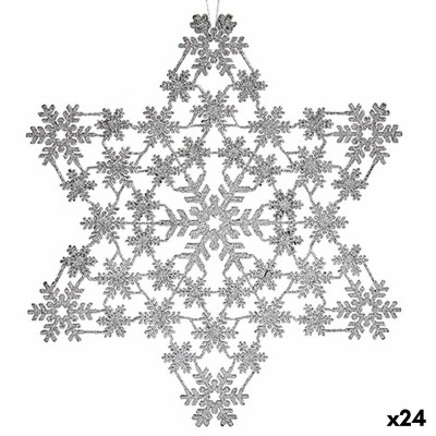 Décorations de Noël Étoile Argenté 31,5 x 32 x 0,1 cm (24 Unités)