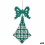 Christmas bauble Lasso Rhombus Green Plastic Glitter 7,5 x 1 x 15,5 cm (24 Units)