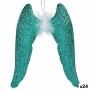 Christmas bauble Angel Wings Green Plastic Glitter 12,5 x 15 x 2,5 cm (24 Units)