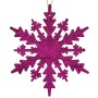 Décorations de Noël Flocons de neige Fuchsia Plastique Paillettes 15 x 15 x 0,2 cm (24 Unités)