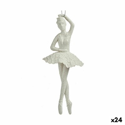 Décorations de Noël Ballerine Blanc Plastique Paillettes 6,7 x 16 x 6,7 cm (24 Unités)