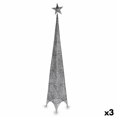 Christmas Tree Star Tower Silver Metal Plastic 42 x 218 x 42 cm (3 Units)