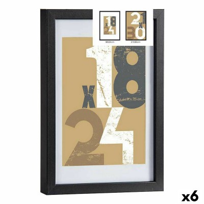 Cadre photo 24 x 2,5 x 32,5 cm Noir verre Bois MDF (6 Unités)