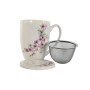 Tasse avec filtre pour infusions Home ESPRIT Bleu Blanc Rose Acier inoxydable Porcelaine 380 ml (2 Unités)