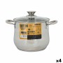 Pot with Glass Lid Quttin New Neron Steel 21,5 x 16,9 cm (4 Units)