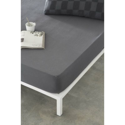 Fitted bottom sheet Naturals ELBA Dark grey 105 x 190/200 cm (Single)