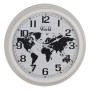 Horloge Murale Mappemonde Blanc Noir Fer 70 x 70 x 6,5 cm