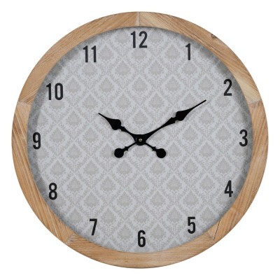 Horloge Murale Blanc Naturel Bois Verre 60 x 60 x 6,5 cm