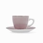 Lot de tasses avec soucoupes Quid Vita Morning Rose Céramique (4 Pièces) (6 Unités)