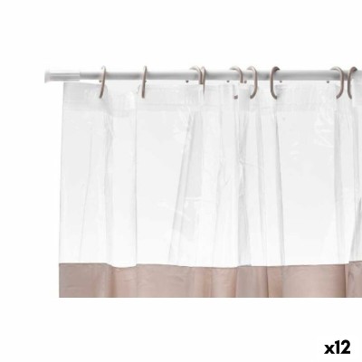 Shower Curtain Transparent 180 x 180 cm Beige Plastic PEVA (12 Units)