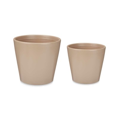 Set de pots 2 Pièces Ø 22 cm Ø 28 cm Beige Argile