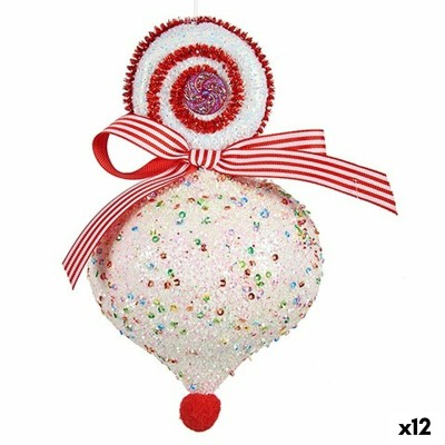 Christmas bauble Teardrop White 11 x 17 x 11 cm (12 Units)