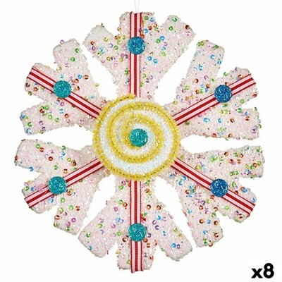 Christmas bauble Snowflakes White Red 17 x 6 x 17 cm (8 Units)