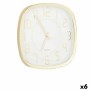 Horloge Murale Carré Doré verre Plastique 31 x 31 x 4,5 cm (6 Unités)