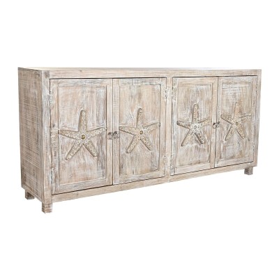 Sideboard DKD Home Decor Natural White Mango wood (193 x 40,6 x 91,4 cm)