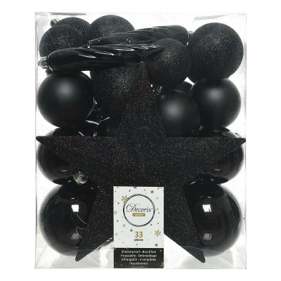 Christmas Baubles Decoris Black Multicolour (33 Pieces)